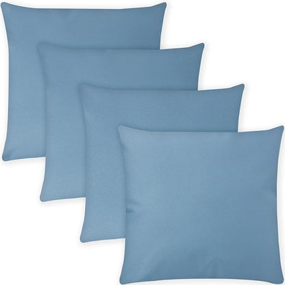 Covers & All Premium Square Throw Pillow Inserts with Covers Set of 4, 16 x 16 Inches Sky Blue, Decorative Cushions for Couch Sofa Home Decor Office Travel UV Resistant Waterproof Soft Cushions