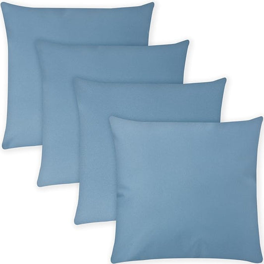 Covers & All Premium Square Throw Pillow Inserts with Covers Set of 4, 18 x 18 Inches Sky Blue, Decorative Cushions for Couch Sofa Home Decor Office Travel UV Resistant Waterproof Soft Cushions