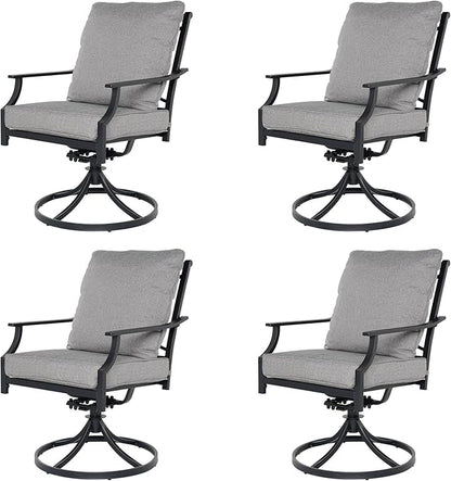 Grand patio Dining Chairs Set of 4，Outdoor Swivel Patio Dining Chairs Set of 4，Swivel Rocker Dining Chairs，Outdoor Dining Chairs with Grey Cushions, Patio Chairs for Outside, Garden Lawn Porch