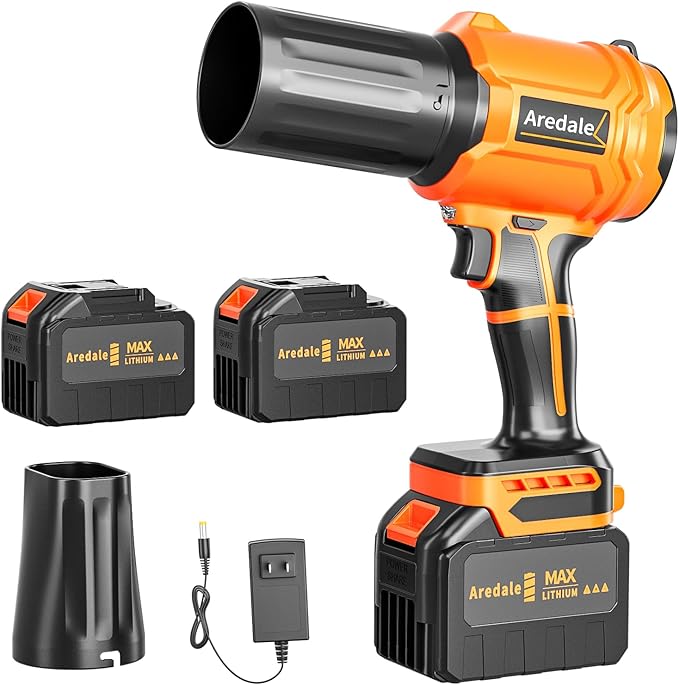 Storm Turbine，Leaf Blower Cordless with 6.0Ah 21V*2 Batteries，Handheld Electric Storm Turbine，Wind Force 13，41m/s，Suitable for Lawn Care, Patio, Leaf Blowing