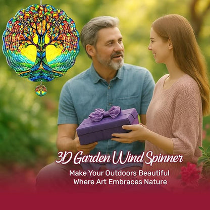 Tree of Life Hanging Wind Spinners for Women Men, 12 Inch Metal 3D, Stainless Steel Hanging Wind Catchers Sculpture for Outside, Christmas Decoration Garden, Unique Gift Xmas