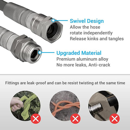 TheFitLife Garden Hose 25 FT - 25FT Water Hose with Nozzle and Metal Fittings, High Pressure 25 Feet x 1/2" Outdoor Hose for Reel Cart, Sprinkler, Easy Storage, Leak Proof (25FT)