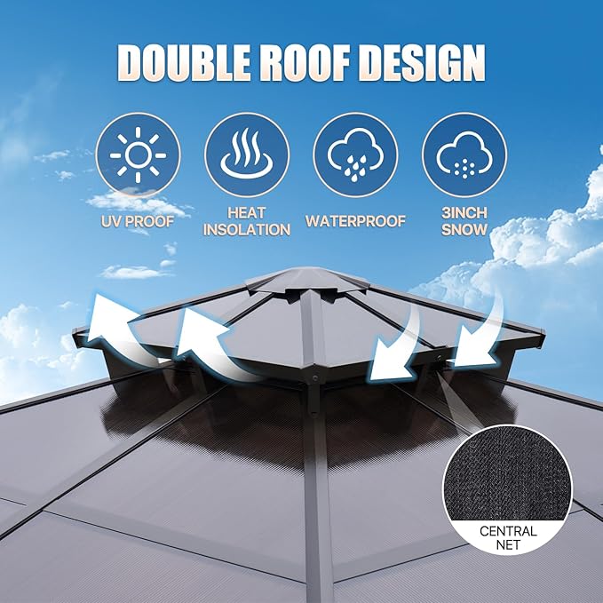 8 Ft. W X 8 Ft. D Aluminum Patio Hardtop Gazebo