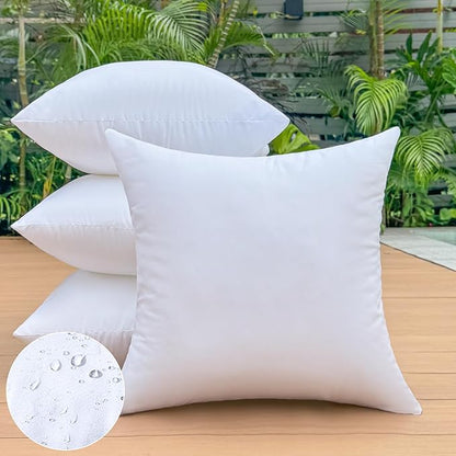 20 x 20 Outdoor Pillow Inserts Set of 4 Large Square Patio Furniture Pillows for Porch Couch Fall Throw Pillow Inserts Premium Decorative Stuffer Pillows Waterproof White Sofa Cushion