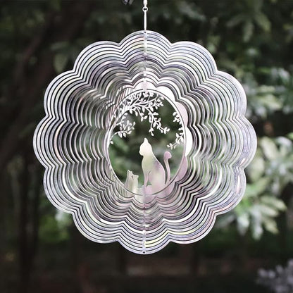 SPRING SONG Cat 3D Kinetic Wind Spinner for Yard and Garden Mirrored Stainless Steel Spinner Indoor and Outdoor Hanging Decor Crafts Ornament Gifts Kinetic Art Yard Garden Hanging Wind Spinner