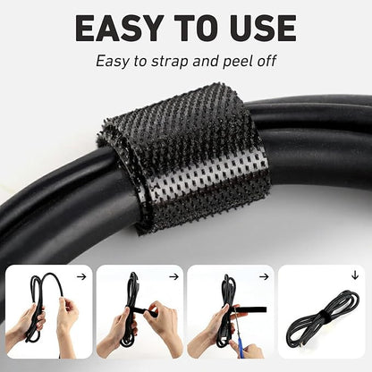 100ft x1/2 in Hook and Loop Roll, Hitotsu Reusable Fastening Tape Cable Ties, Self-Gripping Multi-Purpose Wrap Fasteners for Cord Manage,Home, Office, Electrical Cords, Data Center, White