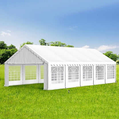 GREEN PARTY 16x32FT Party Tent Heavy Duty, Large Wedding Event Shelters with 4 Carry Bags & Removable Sidewalls, Outdoor Canopy Gazebo Commercial Tents for Parties Carport Garden Patio