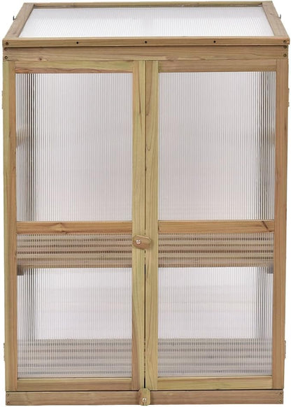Giantex Garden Portable Wooden Cold Frame Greenhouse Raised Flower Planter Protection (30.0"X22.4"X42.9")