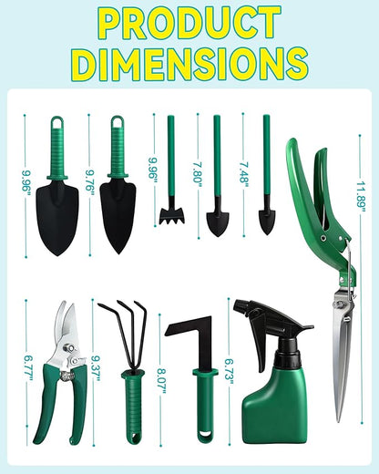 Garden Tool Set, 10pcs Heavy Duty Gardening Tools, Durable Gardenings Hand Tools, Gardening Tool Set with Ergonomic Handle, Gardening Supplies with Storage Box, Ideal Garden Gifts for Women