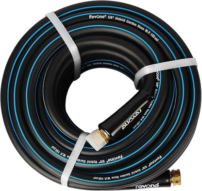 Fevone Garden Hose 25 ft., Lightweight Hybrid Water Hose, Flexible and Durable, Leak-Free Connections