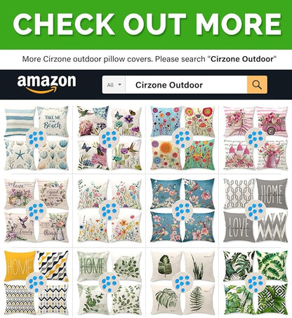 Cirzone Waterproof Outdoor Pillow Covers 18x18 Inch Set of 4 Summer Spring Floral Throw Pillow Covers Spring Outdoor Decor for Patio Furniture Garden Sofa