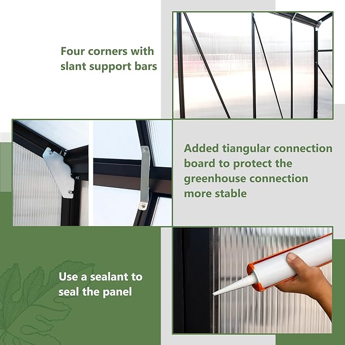 KEIKI 6x8 FT Greenhouse for Outdoors, Large Walk-in Greenhouse with Double Doors and Two Ventilation Windows for Outside Green House Garden Backyard