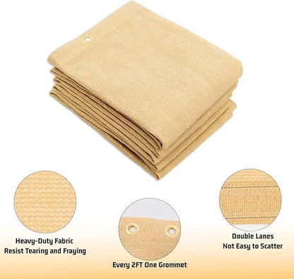 SUNNY GUARD Shade Cloth Custom Size 3x12 FT Sun Shade Screen Fabric Shade Cover Tarp with Grommets for Pergola Backyard Garden, Sand(We Customized)