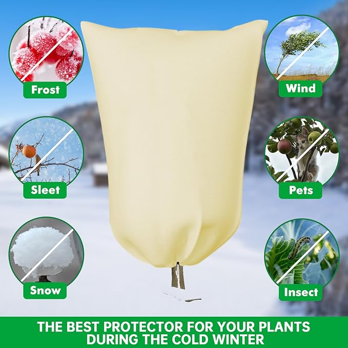 Frost Cloths for Outdoor Plants, 86" X 94" Plant Covers for Winter, 2 Packs Frost Blankets for Outdoor Plants, Frost Cover with Zipper Drawstring | Plant Covers Freeze Protection