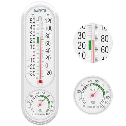 Outdoor/Indoor Thermometer Hygrometer Humidity Meter Thermometers Temperature Humidity Gauge Meter with Celsius/Fahrenheit (℃/℉) for Patio Field Cellar Garden Humidors Greenhouse Closet by DWEPTU