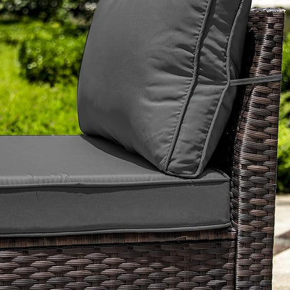 Outdoor Patio Furniture Set with Propane Fire Pit Table, 13 Pieces Outdoor Furniture Patio Sectional Sofa Conversation Sets w/ETL Approved 43" Gas Outdoor Fire Table & Coffee Table (Grey)