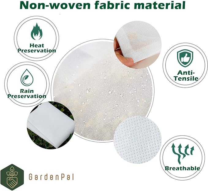 GardenPal 2 Pack Plant Covers Freeze Protection with Zipper, 47''×70'' Thicken Frost Cloth with Drawstring Reusable for Outdoor Plants, Frost Cloth Plants Freeze Protection (47''×70''(2pcs))