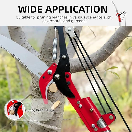 15.7’’ Pole Saws for Tree Trimming - Dual-Pulley Tree Pruner, Tree Trimmers Long Handle Pruner, Manual Pole Saw for Yard & Garden, Gardening Hand Tools