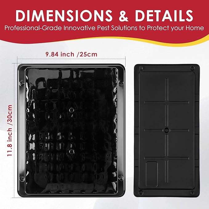 Qualirey 16 Pack Jumbo Rat & Mouse Glue Traps, 11.8 X 9.84 in Large Heavy Duty Mouse Traps Indoor for Home, Pre Scented Adhesive Plastic Tray with for Spider, Snake, Mice, Kids and Pet Safe (Black)