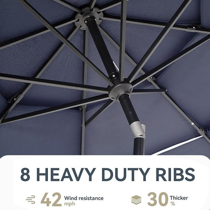 GREEN PARTY 10ft Outdoor Patio Umbrella, Auto-Tilt Market Table Umbrellas with Crank, 8 Sturdy Ribs & 1.5" Pole UV Protection for Garden Deck Backyard Pool
