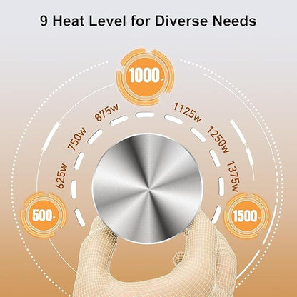 Outdoor Heater for Patio, 1500W Infrared Electric Heaters Indoor w/Remote, 60° Oscillation, 9H Timer, 9 Heat Level, Tip-Over/Overheating Protection, Safety Lock, for Garage Porch Office Pearl