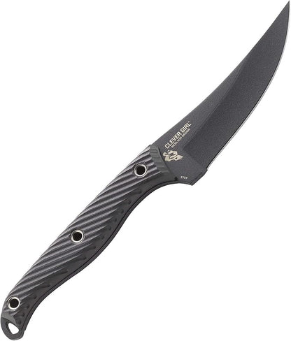 CRKT Clever Girl Fixed Blade Knife with Sheath: Powder Coated SK5 Steel, Upswept Blade, Textured Nylon Handle, Molle Compatible Sheath 2709,Black