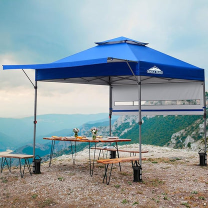 EAGLE PEAK 17x10 Pop up Gazebo Canopy Tent Outdoor Instant Canopy Shelter with Adjustable Dual Half Awnings (Sky Blue)