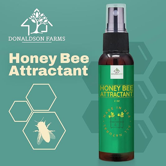 Honey Bee Attractant Spray - Bee Hive Lure for Gardens, Beehives, Flowers & Fruit Trees with Natural Lemongrass Oil Formula, Easy to Use for Beekeepers & Pollinator Support - 2 oz