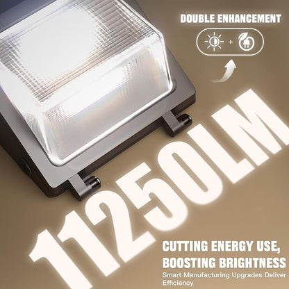 LED Wall Pack Light 75/65/50W with Dusk-to-Dawn Sensor, 11250 LM 6000/5000/4000K LED Security Flood Lighting, 120V Outdoor Wall Lights for Parking Lots|Warehouses|Factories|Yard