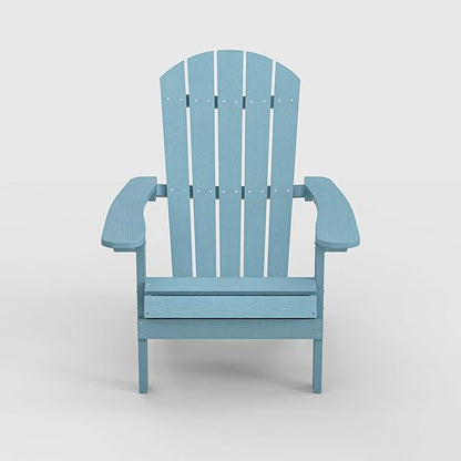 YEFU Adirondack Chairs Set of 6: Outdoor Chair HIPS Plastic Adirondack Chairs - Patio Chairs with Wood Texture - Lawn Fire Pit Deck Porch Garden Chairs for Adults (Blue)