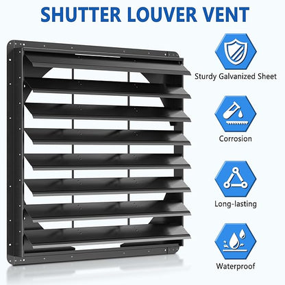 36 Inch Galvanized Sheet Spraying Automatic Exhaust Shutter Louver Vent (No Fan Blades and Motor) for Home Attics, Workshops, Barn, Greenhouse