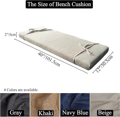40 x 12 Inch Piano Bench Cushions for Indoor Furniture with Ties Non Slip Kitchen Dining Room Bench seat Cushion for Shoe Storage Ottoman Window Settee pad, Beige