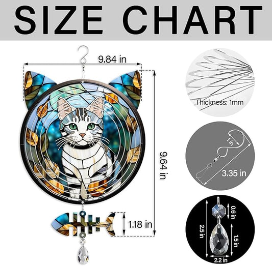American Shorthair Cat Wind Spinner, American Shorthair Cat Wind Spinner Hanging for Yard and Garden