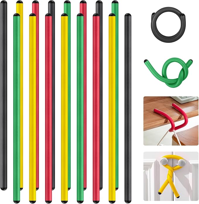 20 Pcs 17 Inch EVA Foam Twist Rubber Ties Reusable Bendable Cable Tie Straps Flexible Heavy Duty Twisty Ties for Organizing Cords Bundling (Red,Yellow,Green,Black)
