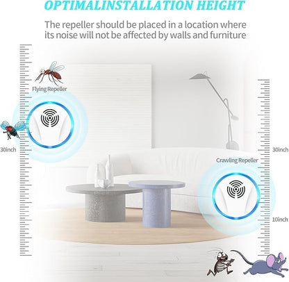 Ultrasonic Pest Repeller Indoor Plug in for Rodent Control, Mosquito Repellent, Cockroach Killer, Spider Deterrent, Electronic Mice Repellent (4, White)