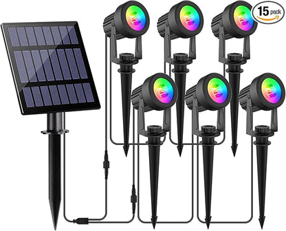 Halloween Solar Spot Lights Outdoor, Solar Color Changing RGB Landscape Lighting Waterproof Auto ON/Off Adjustable Garden Lights for Yard, Garden, Driveway, Pool, Lawn (6-in-1)