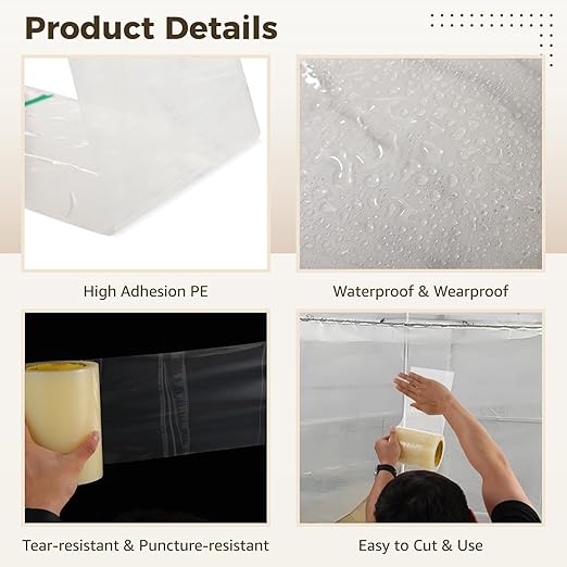 Greenhouse Repair Tape, 5.9"×164' High Adhesion Poly Patch Tape, Waterproof Clear Tent Tape, PE Sheeting Tape, Greenhouse Accessories for Seaming and Sealing