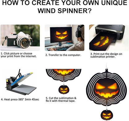 Halloween Sublimation Wind Spinner Blanks, Halloween Party Decorations Pumpkin Shape 10 inch, for Backyard, Garden, Home Decoration, 2 PCS