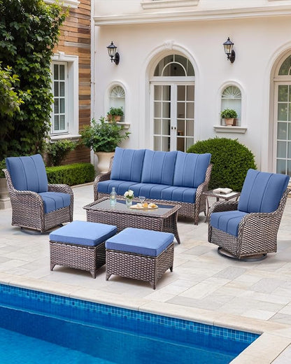 Luxury 24x24x6 Inch Kitty Outdoor Cushions - Water Resistant 1 Set Deat Seat Patio Furniture Cushion for Wicker Dining Rocking Swivel Chairs Loveseat Couch Sectional Sofa - Navy Blue