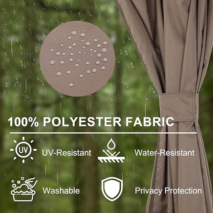 BPS 10' x 13' Gazebo Curtain Privacy 4-Panel Sidewall Outdoor Replacement Shade (Only Curtain)