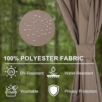 BPS 10' x 13' Gazebo Curtain Privacy 4-Panel Sidewall Outdoor Replacement Shade (Only Curtain)
