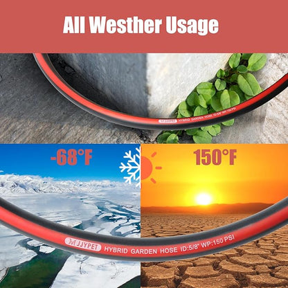 25FT 5/8" Heavy Duty Rubber Garden Hose,Durable Leakproof Hose,High Pressure Garden Leader Hose,KinkFree All-Weather Water Hose,Burst 600 PSI Outdoor Yard Lawn Flexible Car Wash Hose (25FT)