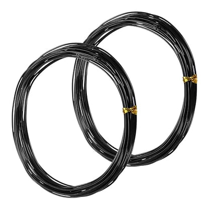 2-Rolls 1mm Bonsai Training Wire, 32.8 Feet Total Anodized Aluminum Bonsai Wires for Bonsai Tree Shaping/Branches Fixing/Trunk Holding/DIY Crafting [16.4ft Each, Black]