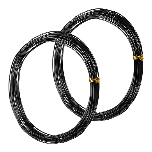 2-Rolls 1mm Bonsai Training Wire, 32.8 Feet Total Anodized Aluminum Bonsai Wires for Bonsai Tree Shaping/Branches Fixing/Trunk Holding/DIY Crafting [16.4ft Each, Black]