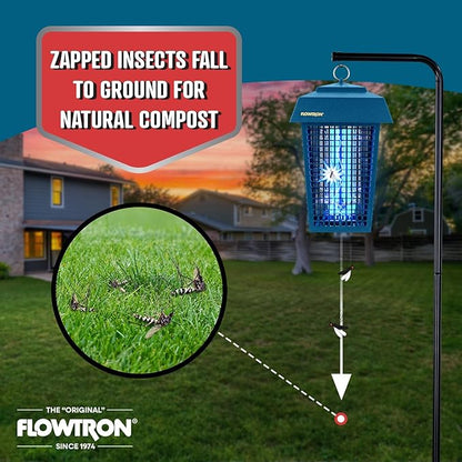 Flowtron Bug Zapper, 1 Acre of Outdoor Coverage with Powerful 40W Bulb & 5600V Instant Killing Grid, Electric Insect, Fly & Mosquito Zapper, Made in The USA - Blue Color
