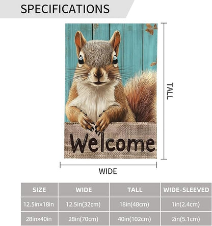 Squirrel Garden Flag Vertical Double Sided Outdoor Yard Flags 12.5x18 Inch Burlap Banners for House Lawn