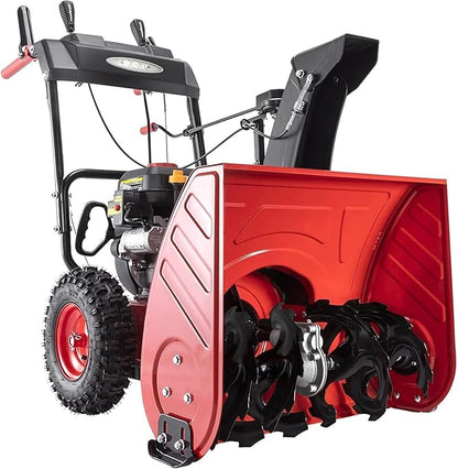 Powersmart 24 in. 2-Stage Self Propelled Gas Snow Blower 212cc 4-Cycle OHV Engine with Electric Start, LED Headlight