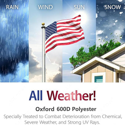 Pole Sleeve Flag 3x5,Us Flag Pole Sleeve,New 420D Polyester,Heavy Duty Durable TearProof,Embroidered Stars,Sewn Stripes,UV Protection,Water Resistant,Sleeved American Flag (Pole NOT Included)