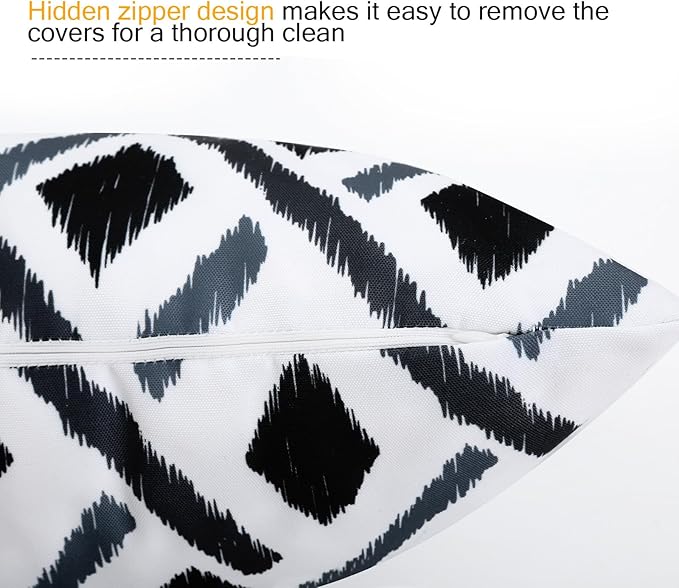 idee-home Outdoor Pillows with Inserts Included, Patio Outside Lumbar Pillows Waterproof Set of 2, 12 x 20 inch