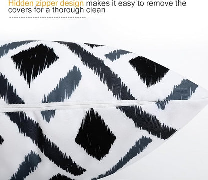 idee-home Outdoor Pillows with Inserts Included, Patio Outside Lumbar Pillows Waterproof Set of 2, 12 x 20 inch